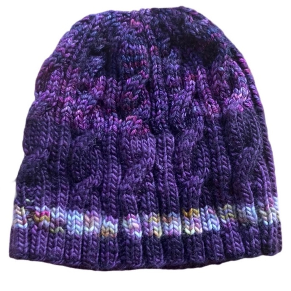 Purple Handmade Cable-knit Beanie